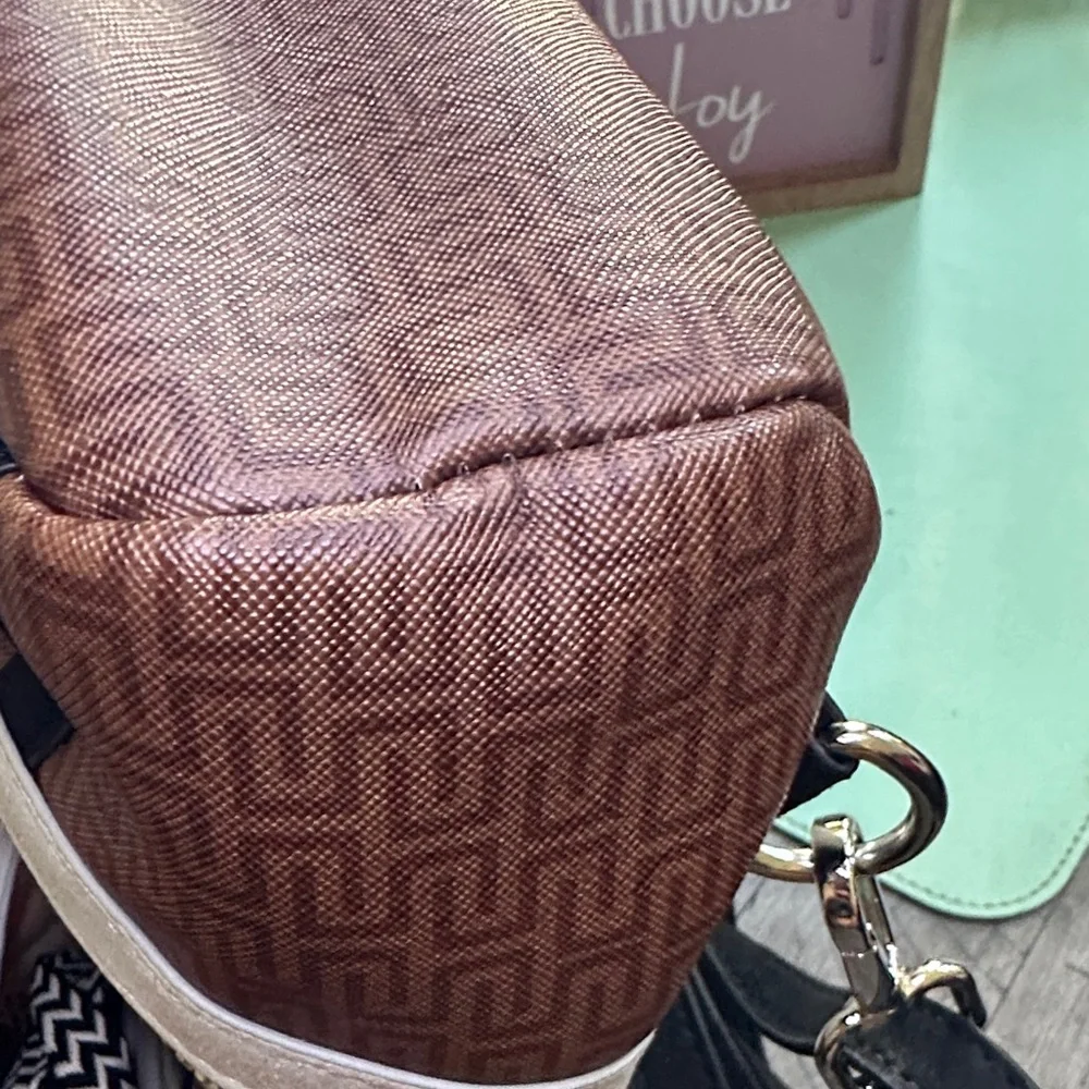 Brown and Cream Women's Backpack